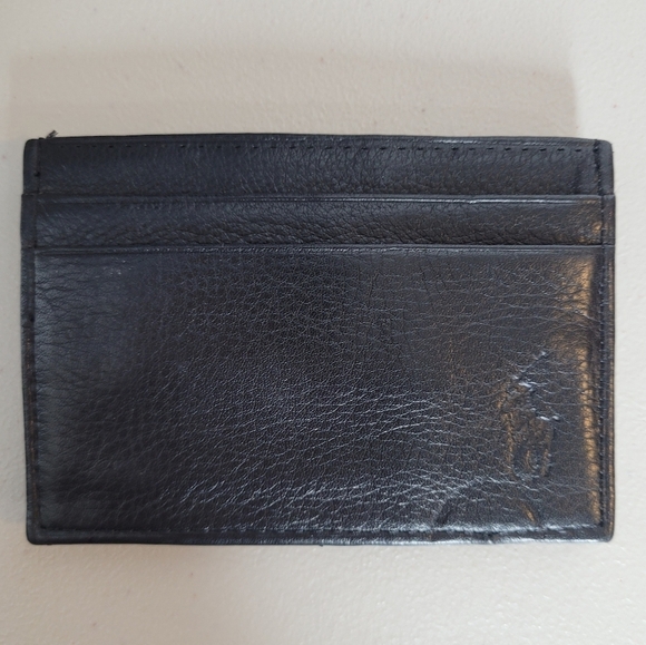 Polo Ralph Lauren Black Pebbled Leather Card Case w/ Money Clip - Picture 1 of 9